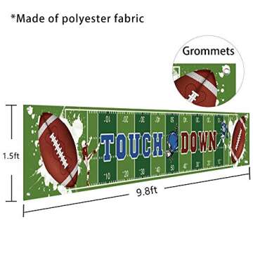 Large Football Themed Birthday Party Banner, Sunday Game Day Sports Fan Supplies, Football Photo Bac...