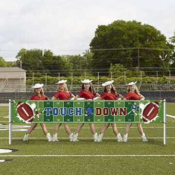 Large Football Themed Birthday Party Banner, Sunday Game Day Sports Fan Supplies, Football Photo Backdrop Hanging Decorations （9.8 x 1.5 ft)