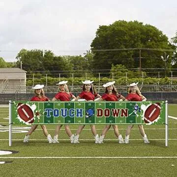 Large Football Themed Birthday Party Banner, Sunday Game Day Sports Fan Supplies, Football Photo Backdrop Hanging Decorations （9.8 x 1.5 ft)