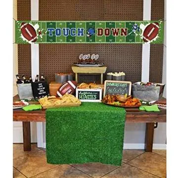 Large Football Themed Birthday Party Banner, Sunday Game Day Sports Fan Supplies, Football Photo Backdrop Hanging Decorations （9.8 x 1.5 ft)