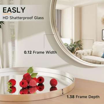 Easly 24 Inch Round Bathroom Mirror for Elegant Spaces