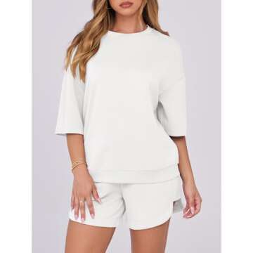 ANRABESS Two Piece Outfits Oversized Top Lounge Shorts Matching Sets for Summer