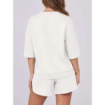 ANRABESS Women's Two Piece Outfits Lounge Set in White