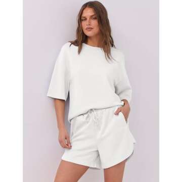 ANRABESS Women's Two Piece Outfits Lounge Set in White