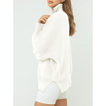 ANRABESS Women's Oversized Quarter Zip Sweater Fall 2024