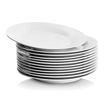 10 Strawberry Street 10.5" Catering Round Dinner Plate, Set of 12 , White