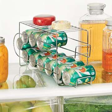 mDesign 2-Tier Metal Wire Standing Pop/Soda and Food Can Dispenser Storage Rack Organizer with Top S...