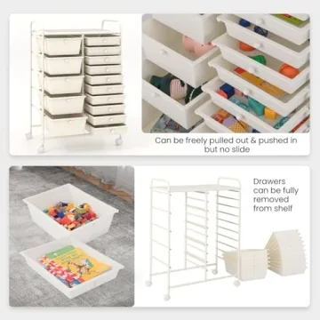 Giantex 15 Drawers Rolling Cart for Home and Classroom