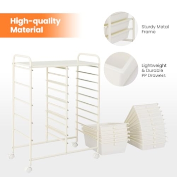Giantex 15 Drawers Rolling Cart for Home and Classroom