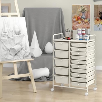 Giantex 15 Drawers Rolling Cart for Home and Classroom