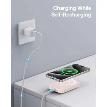 Baseus for MagSafe Portable Charger,10000mAh Wireless Magnetic Power Bank with Type-C Cable 20W PD Charging, Slim Phone Battery Pack for iPhone 16/16 Pro/16 Pro Max, iPhone 15/14/13/12 Series -(Pink)