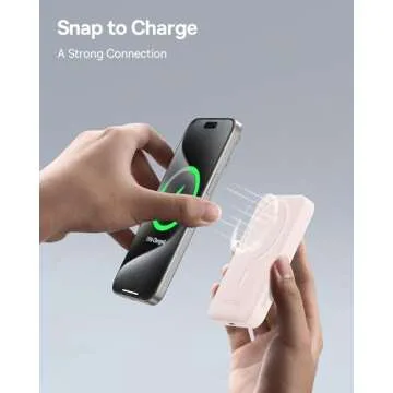 Baseus for MagSafe Portable Charger,10000mAh Wireless Magnetic Power Bank with Type-C Cable 20W PD Charging, Slim Phone Battery Pack for iPhone 16/16 Pro/16 Pro Max, iPhone 15/14/13/12 Series -(Pink)