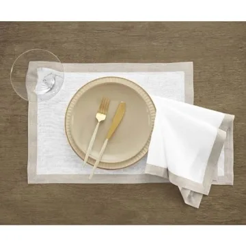 Solino Home Linen Napkins Set of 4 – 100% Pure Linen Natural and White Cloth Napkins 20 x 20 Inch – Washable Dinner Napkins for Winter, Holiday – Classic