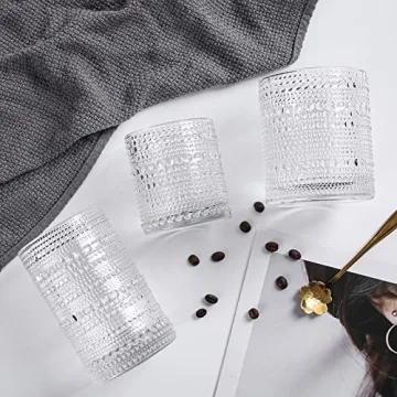 Amzcku Vintage Highball Glasses Set Elegant Durable Dishwasher Safe