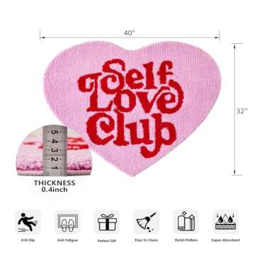 Aldopein Cute Hot Pink Small Area Rugs for Bedroom Bathroom Living Room College Dorm Aesthetic, Hear...