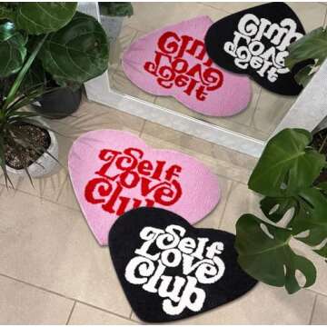 Aldopein Cute Hot Pink Small Area Rugs for Bedroom Bathroom Living Room College Dorm Aesthetic, Heart Shaped Modern Y2K Preppy Rug, Funky Trendy Bath Mat Soft Shaggy Bathroom Rugs Non Slip Washable