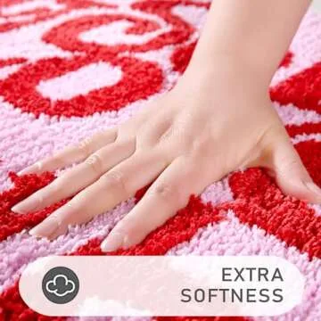 Aldopein Cute Hot Pink Small Area Rugs for Bedroom Bathroom Living Room College Dorm Aesthetic, Heart Shaped Modern Y2K Preppy Rug, Funky Trendy Bath Mat Soft Shaggy Bathroom Rugs Non Slip Washable