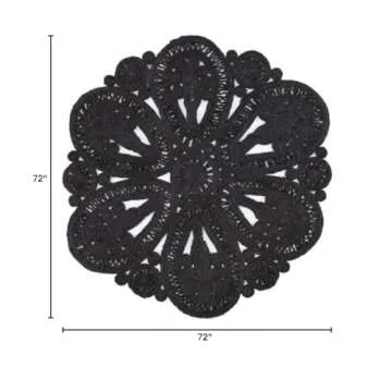 SAFAVIEH Natural Fiber Round Collection 6' Round Black NF360D Handmade Boho Charm Farmhouse Jute Are...