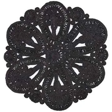 Handmade 6' Round Black Jute Area Rug for Homes