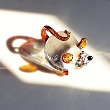 HDCRYSTALGIFTS 4'' Crystal Mouse Figurine Collectibles Mini Lucky Rat Statue Chinese Zodiac Paperweight Feng Shui Sculpture for Wealth Amulet Home Decoration Gift