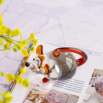 HDCRYSTALGIFTS 4'' Crystal Mouse Figurine Collectibles Mini Lucky Rat Statue Chinese Zodiac Paperweight Feng Shui Sculpture for Wealth Amulet Home Decoration Gift
