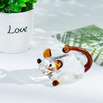 HDCRYSTALGIFTS 4'' Crystal Mouse Figurine Collectibles Mini Lucky Rat Statue Chinese Zodiac Paperweight Feng Shui Sculpture for Wealth Amulet Home Decoration Gift