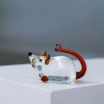 HDCRYSTALGIFTS 4'' Crystal Mouse Figurine Collectibles Mini Lucky Rat Statue Chinese Zodiac Paperweight Feng Shui Sculpture for Wealth Amulet Home Decoration Gift