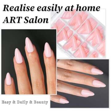 Lifextol 240PC Pink Almond Press on Nails Medium Fake Nails Press ons, False Acrylic Nails Press on Nails Almond Glue on Nails Artificial Nail Tips Fingernails Stick on Nails with Glue&Adhesive Tabs