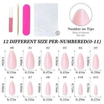 Lifextol 240PC Pink Almond Press on Nails for All Occasions