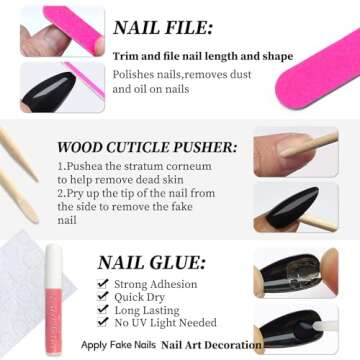 Lifextol 240PC Pink Almond Press on Nails Medium Fake Nails Press ons, False Acrylic Nails Press on Nails Almond Glue on Nails Artificial Nail Tips Fingernails Stick on Nails with Glue&Adhesive Tabs