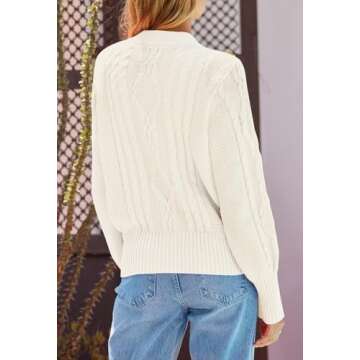 MEROKEETY Women's 2024 Fall Long Sleeve Sweater Cardigan Cable Knit Open Front Button Outwear Coats, Beige, M