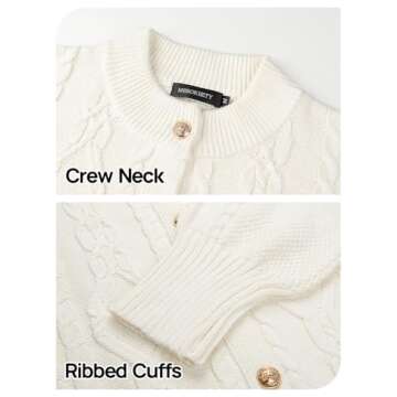 MEROKEETY Women's 2024 Fall Long Sleeve Sweater Cardigan Cable Knit Open Front Button Outwear Coats, Beige, M