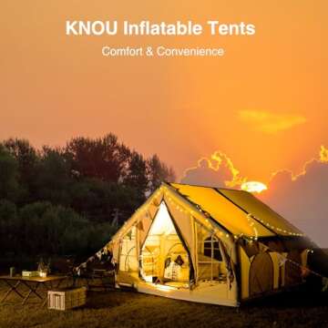 KNUO 2025 Upgraded Waterproof Inflatable Tent, 5-8 People Luxury Glamping Tent