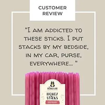 The Honey Jar Raspberry Flavored Honey Sticks - Pure Honey Straws For Tea, Coffee, or a Healthy Treat - One Teaspoon of Flavored Honey Per Stick - Made In The USA with Real Honey - (100 Count)
