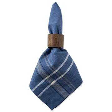 DII French Stripe Tabletop Collection Farmhouse Style Dining Table Linen Napkin Set, 20x20, Blue Chambray, 6 Piece