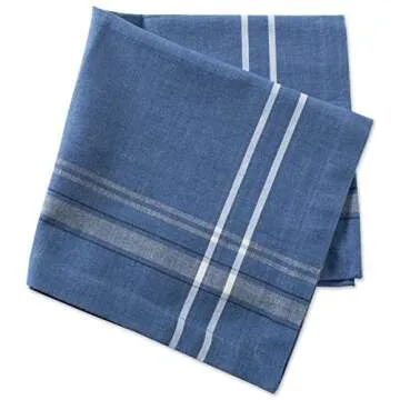 DII French Stripe Tabletop Collection Farmhouse Style Dining Table Linen Napkin Set, 20x20, Blue Chambray, 6 Piece