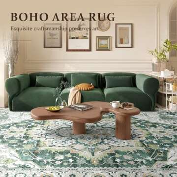 Boho Area Rug 8x10 Large Rug for Living Room Bedroom Office Kitchen Entrance Dining Room Non Slip So...