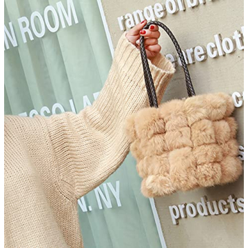Stylish QZUnique Faux Fur Bucket Handbag for Women