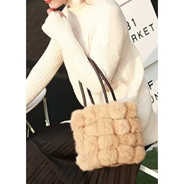 Stylish QZUnique Faux Fur Bucket Handbag for Women