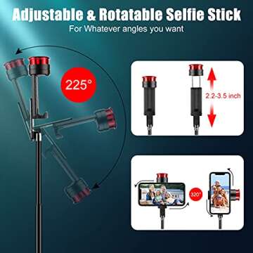 CAFELE Selfie Stick Tripod,Extendable Phone Tripod Stand with Detachable Bluetooth Remote,7.68-31.5 Inch Tripod Stand