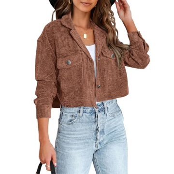 BTFBM Women's Corduroy Cropped Jacket - 2024 Winter Fall Fashion