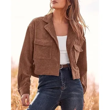 BTFBM Women's Corduroy Cropped Jacket Winter Fall 2024
