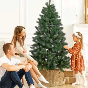 Rattan Christmas Tree Collar,26" Rustic Christmas Tree Ring,Tree Skirt,Handcrafted Natural Woven Christmas Tree Base Cover Christmas Decorations for Tree