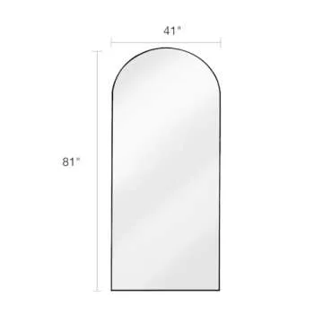 KOMCOTE Floor Mirror, Oversized Full Length Mirror, Arch Mirror Full Length, Arched Floor Mirror, 81"x41" Wall Mirror Full Length, Bedroom Mirror Full Length, Black Floor Mirror for Living Room