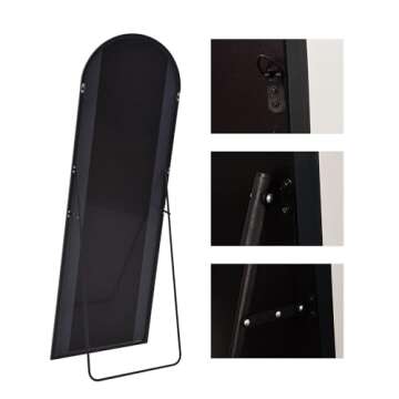 KOMCOTE Floor Mirror, Oversized Full Length Mirror, Arch Mirror Full Length, Arched Floor Mirror, 81"x41" Wall Mirror Full Length, Bedroom Mirror Full Length, Black Floor Mirror for Living Room