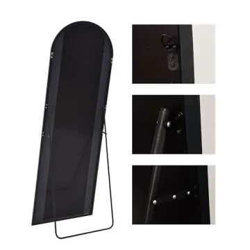 KOMCOTE Floor Mirror, Oversized Full Length Mirror, Arch Mirror Full Length, Arched Floor Mirror, 81"x41" Wall Mirror Full Length, Bedroom Mirror Full Length, Black Floor Mirror for Living Room
