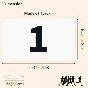 UISKOOPW Tyvek Race Bibs Running Numbers with Safety Pins, Audition Numbers|Tryout Numbers 1-500 for...