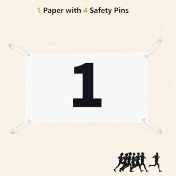 UISKOOPW Tyvek Race Bibs Running Numbers with Safety Pins, Audition Numbers|Tryout Numbers 1-500 for Marathon Runners Events Sports Games (White [4"x7"] 1-50)