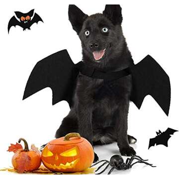Tealots Halloween Dog Costume Pet Bat Wings for Adjustable Funny Cat Bat Wings Party Outfit Cosplay Apparel for Small Medium Large Dogs Doggy (L)