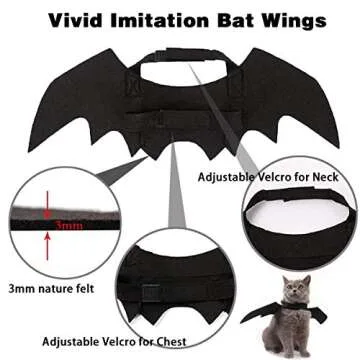 Tealots Halloween Dog Costume Pet Bat Wings for Adjustable Funny Cat Bat Wings Party Outfit Cosplay Apparel for Small Medium Large Dogs Doggy (L)